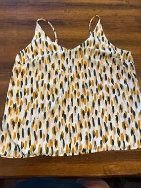 Women’s Banana Republic Large White Cami with Gold and blue Brushprint